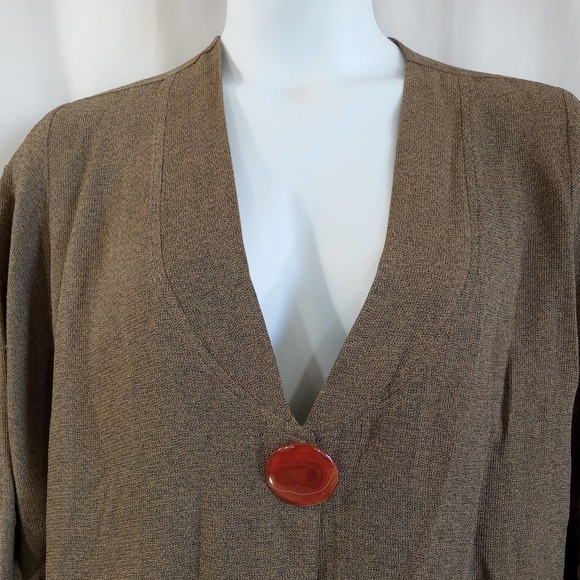 PalaPala cardigan women's size M / L brown  black single button closure - Picture 2 of 8